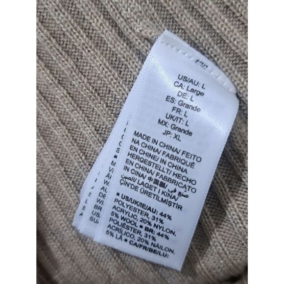 The Drop Womens Large Hi Rise Wide Leg Sweater Pant Wool Blend Neutral Tan - Picture 5 of 6